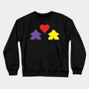 Yellow And Purple Meeple Couple Board Game Valentine's Day Crewneck Sweatshirt